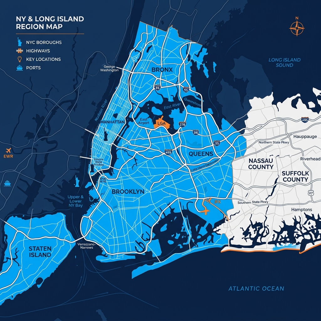 Service Area Map - New York City and Long Island